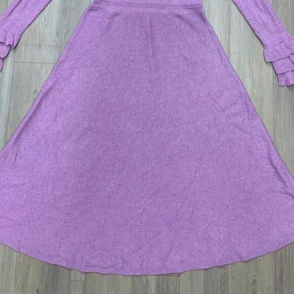 Lavender Knit Long Sleeve Ruffle Hem Dress - Picture 3 of 3